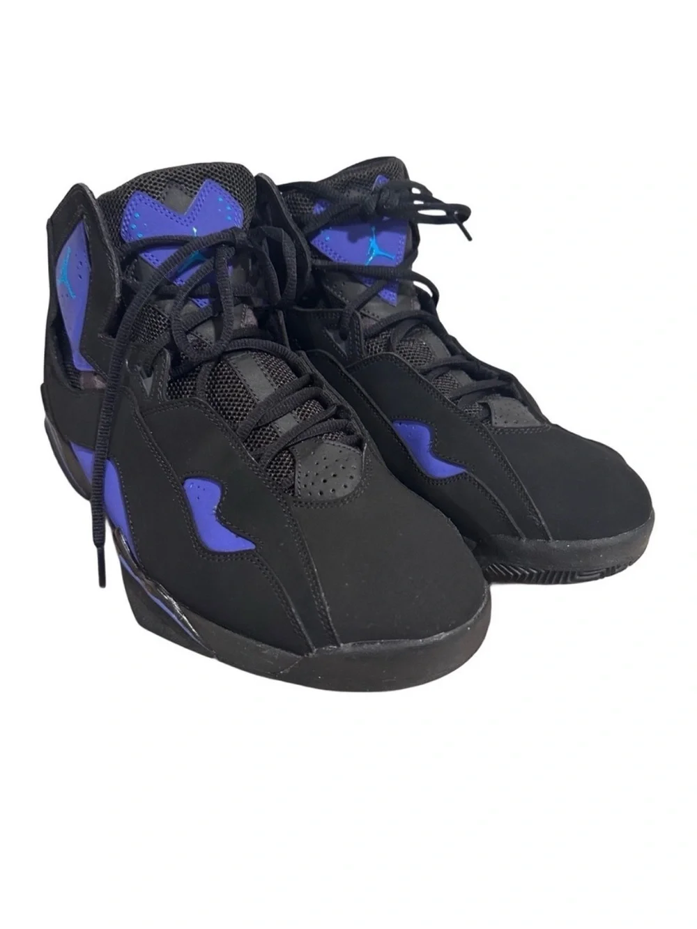 Air Jordan True Flight Black Blue Lagoon Teal Leather Sneakers - Size US 10.5